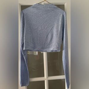 Naked Wardrobe | Blue Glitter Cropped Top